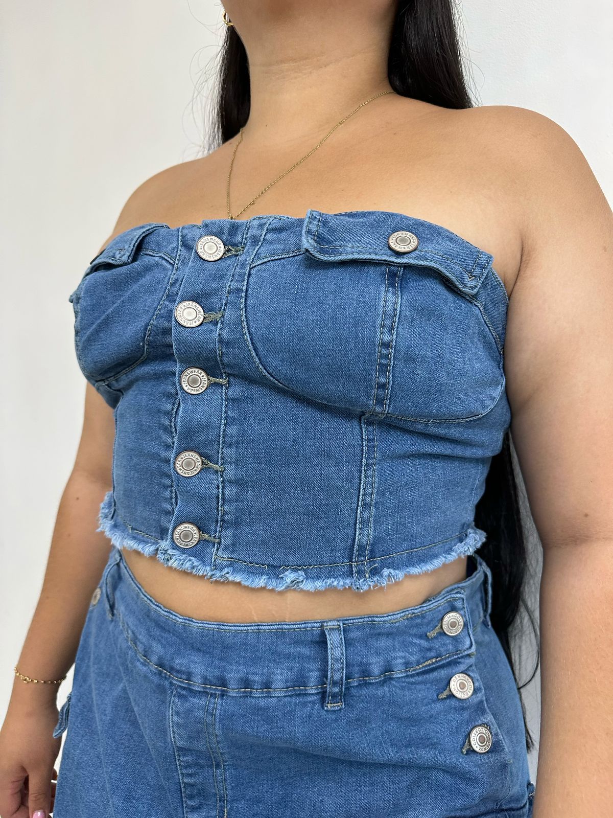 Conjunto Falda-Short Total Denim Tela Strech