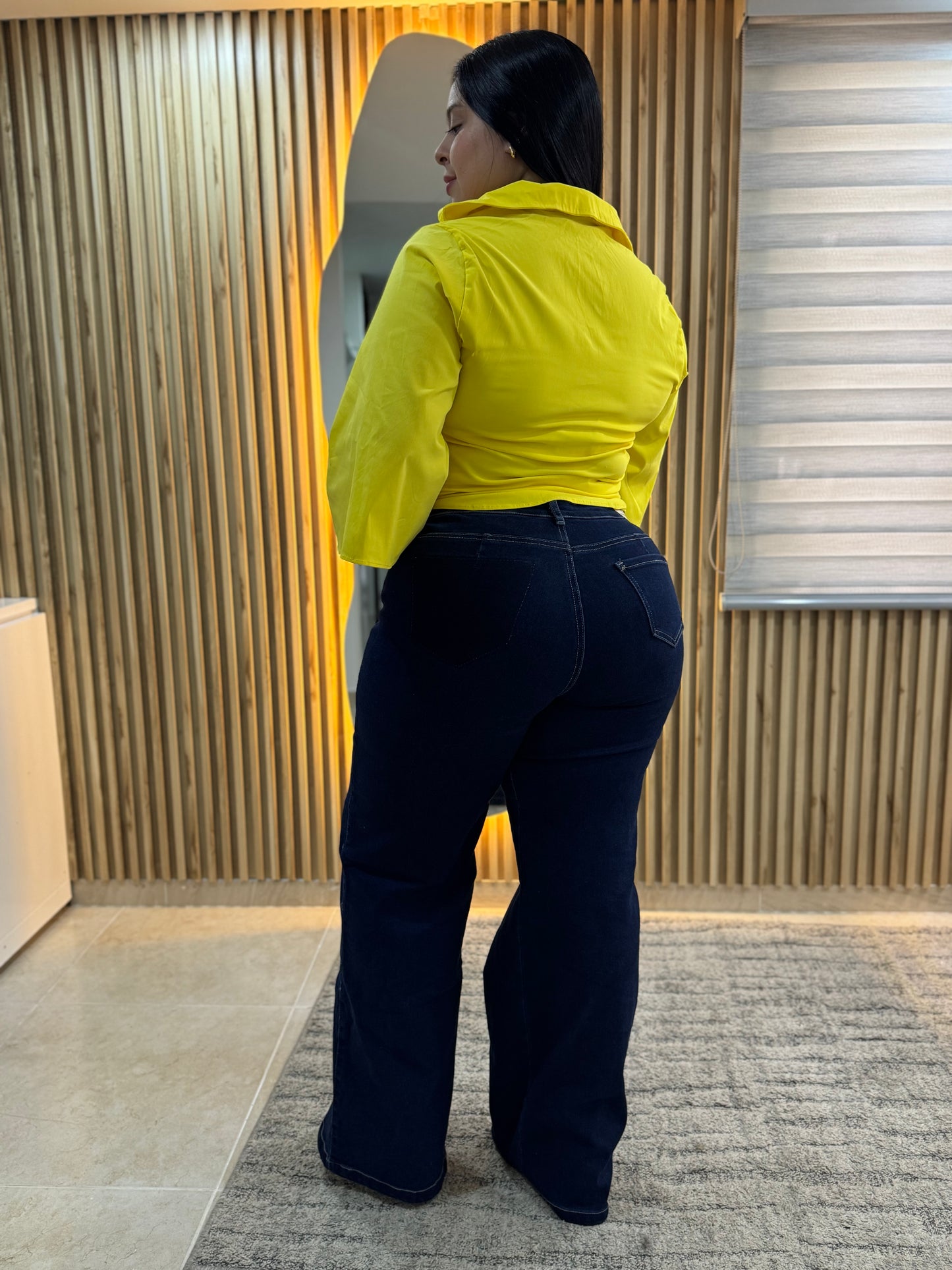 Wide Leg Azul oscuro Tela Strech