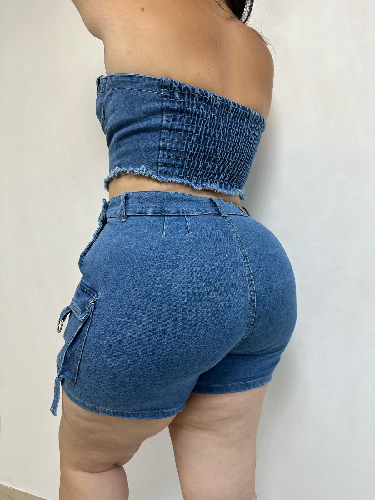 Conjunto Falda-Short Total Denim Tela Strech