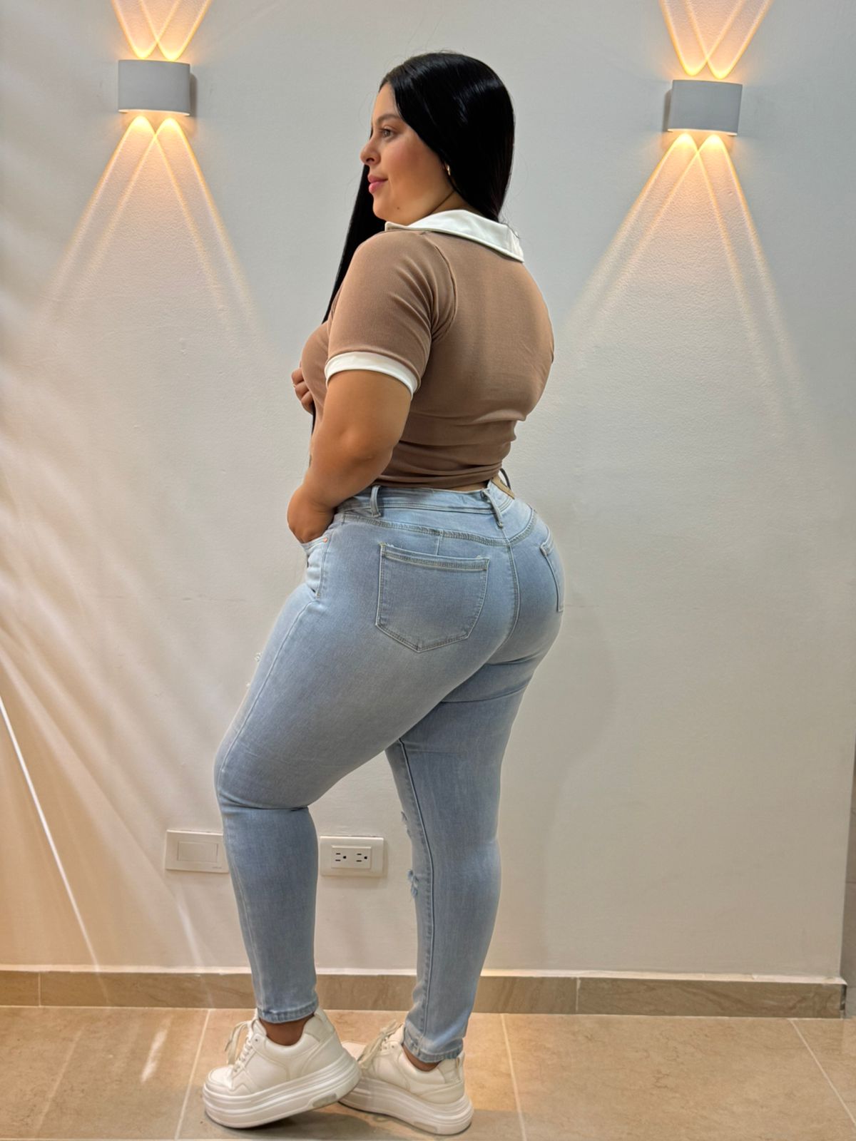 Skinny claro con rotos - Tela Strech