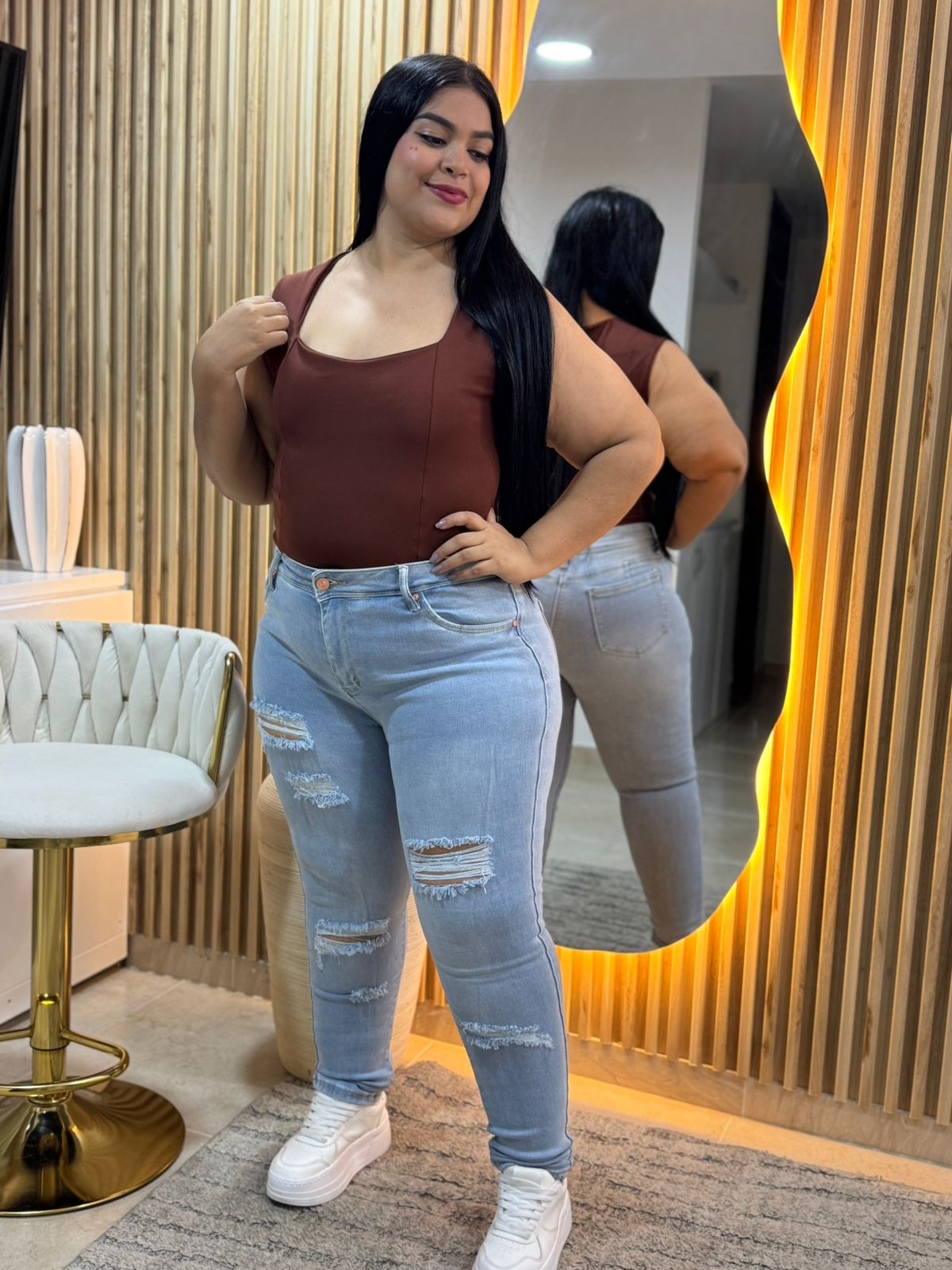 Skinny claro con rotos - Tela Strech